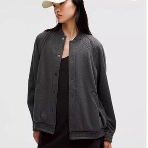 Lululemon Scuba Oversized Varsity Jacket Plush - Heathered Core Black - Size M/L
